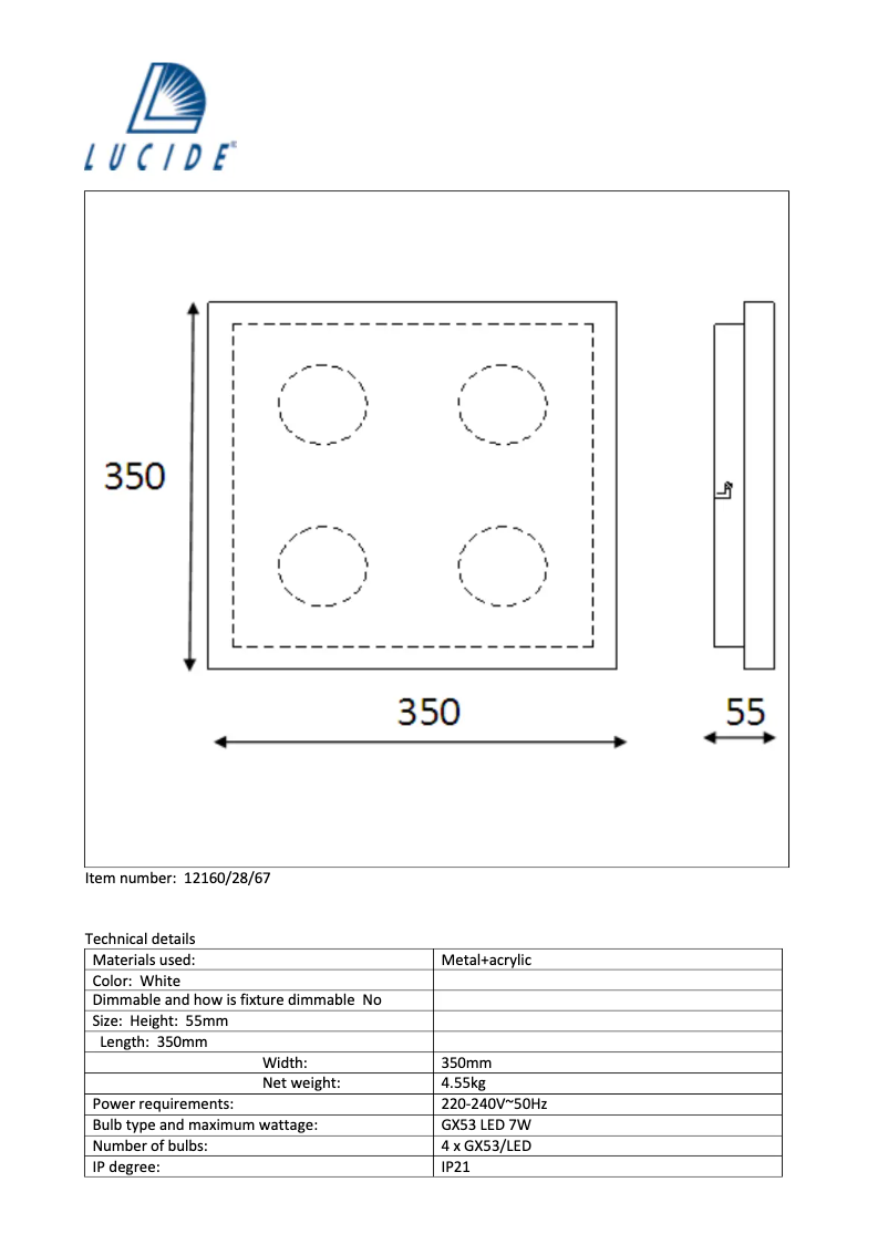 Image de la première page du manuel de l'appareil Winx-LED