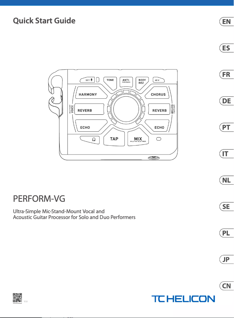 Página 1 del manual Guía de inicio rápido TC Helicon Perform-VG