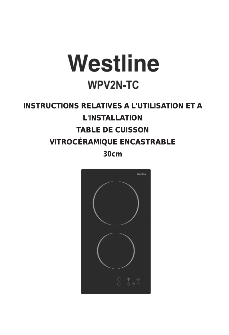 Page 1 de la notice Manuel utilisateur Westline WPV2N-TC