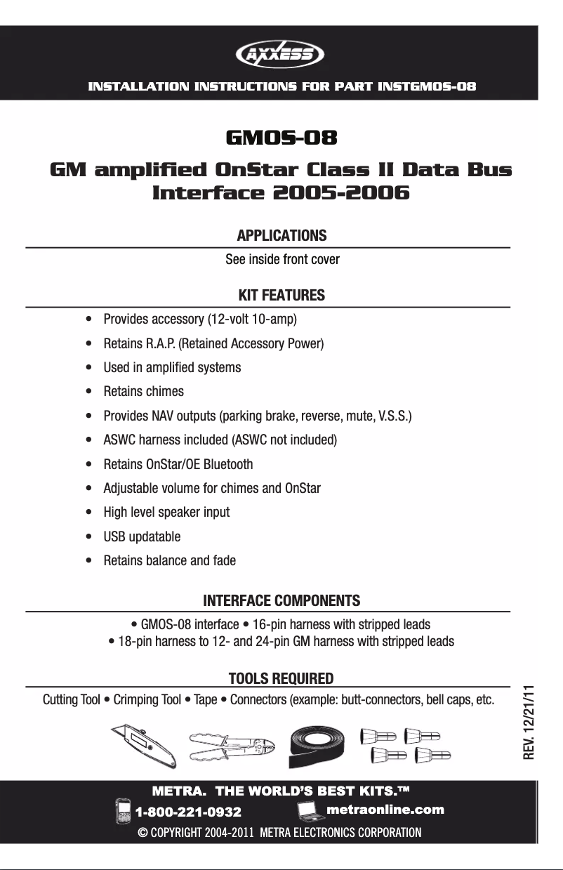 Page 1 de la notice Manuel utilisateur Axxess GMOS-08