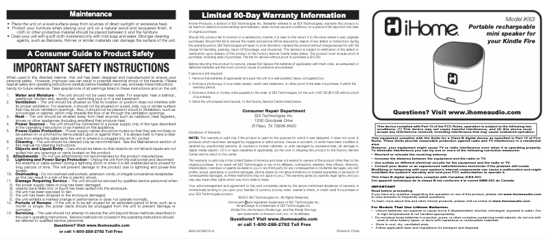 Imagen de la primera página del manual del dispositivo iK63