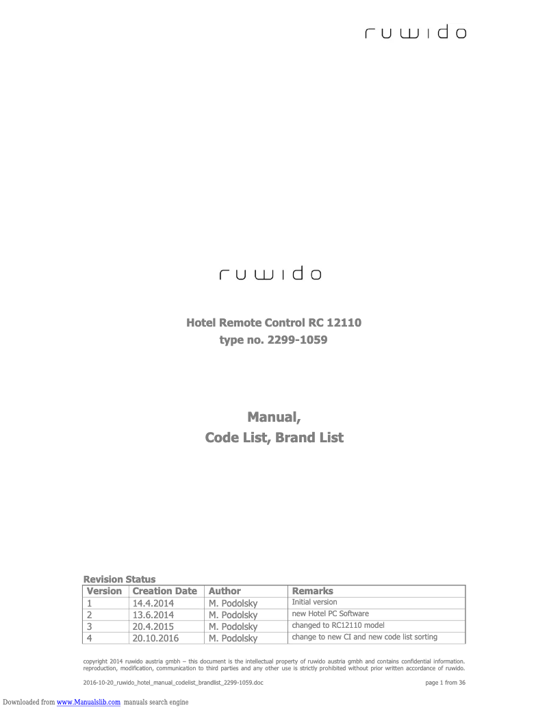 Image de la première page du manuel de l'appareil RC 12110