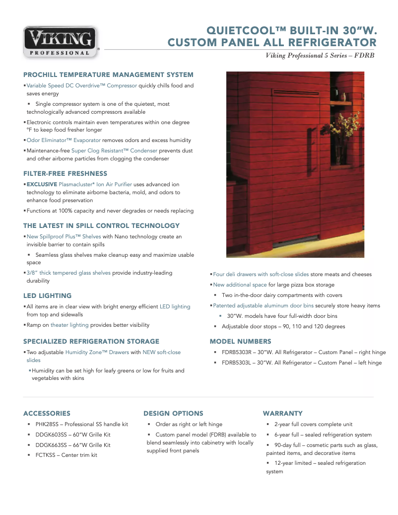 Page 1 de la notice Fiche technique Viking FDRB5303L