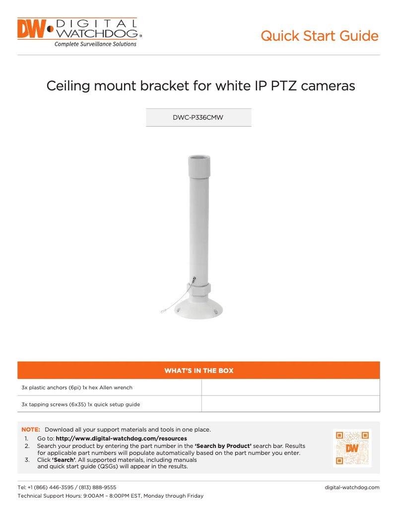 Image de la première page du manuel de l'appareil DWC-P336CMW