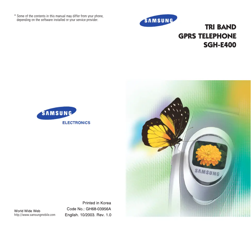 Page 1 de la notice Manuel utilisateur Samsung SGH-E400