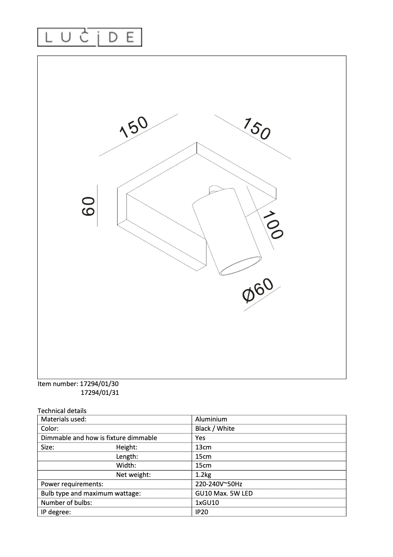 Página 1 del manual Manual de usuario Lucide Blyth