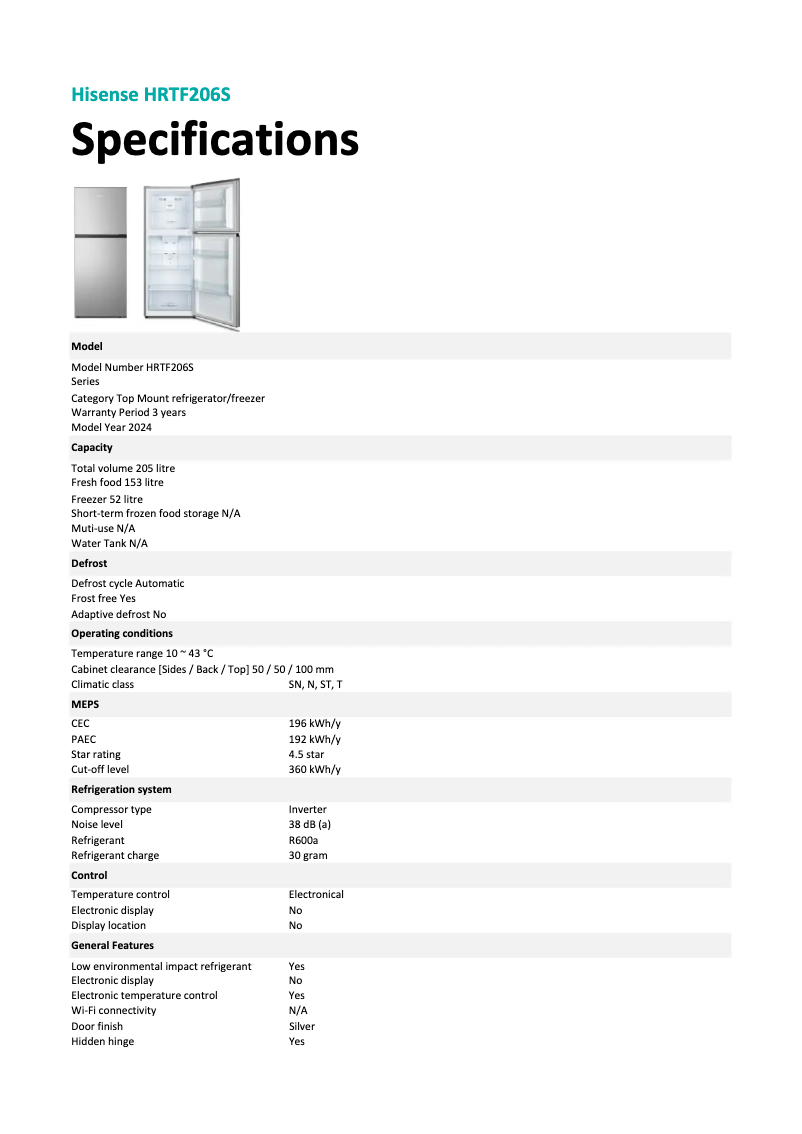 Image de la première page du manuel de l'appareil HRTF206S