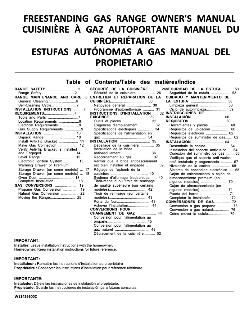 Imagen de la primera página del manual del dispositivo WFG525S0JW