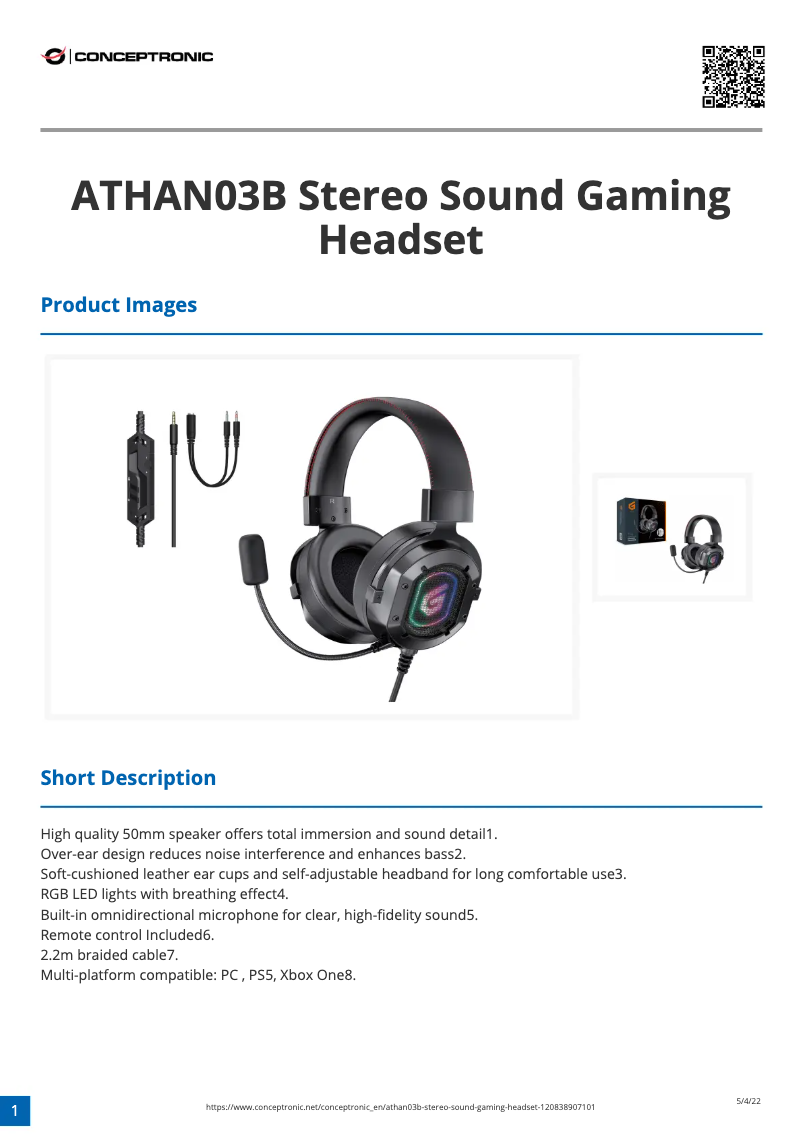 Page n°1 - Manuel utilisateur Conceptronic Athan03B