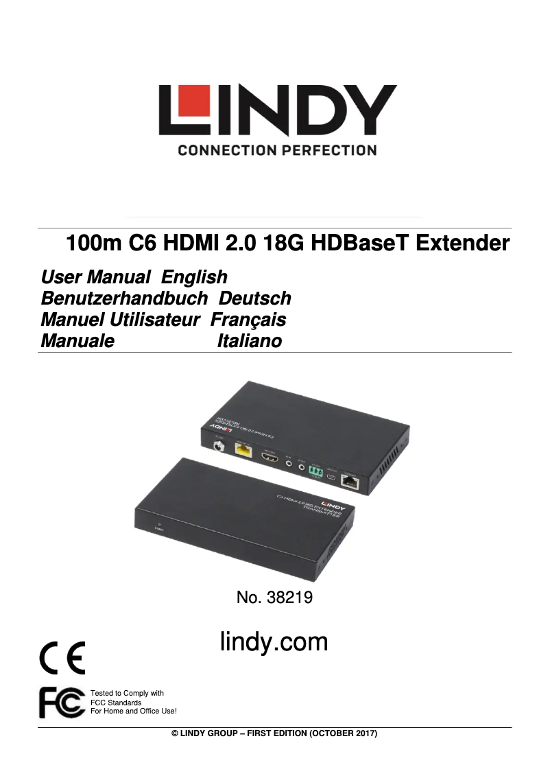 Page 1 de la notice Manuel utilisateur Lindy 38219