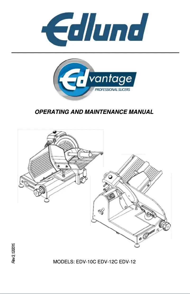 Page n°1 - Manuel utilisateur Edlund EDV-12