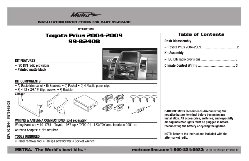 Image de la première page du manuel de l'appareil 99-8240B