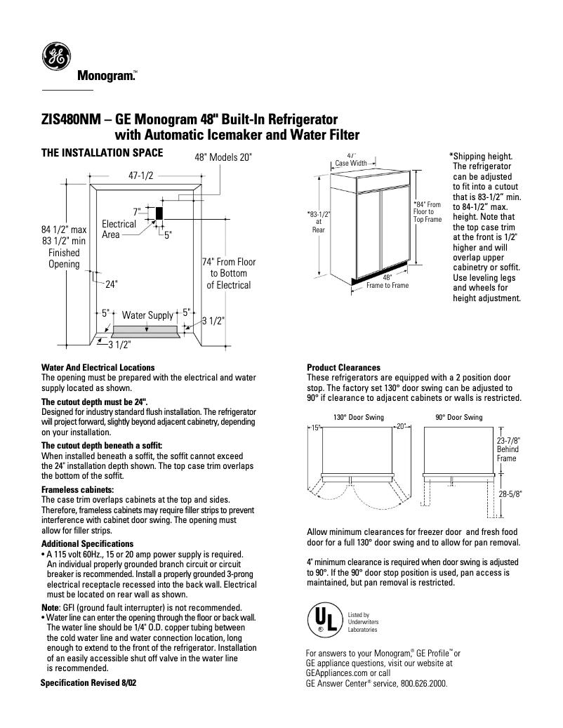 First page image of the manual for ZIS480NM