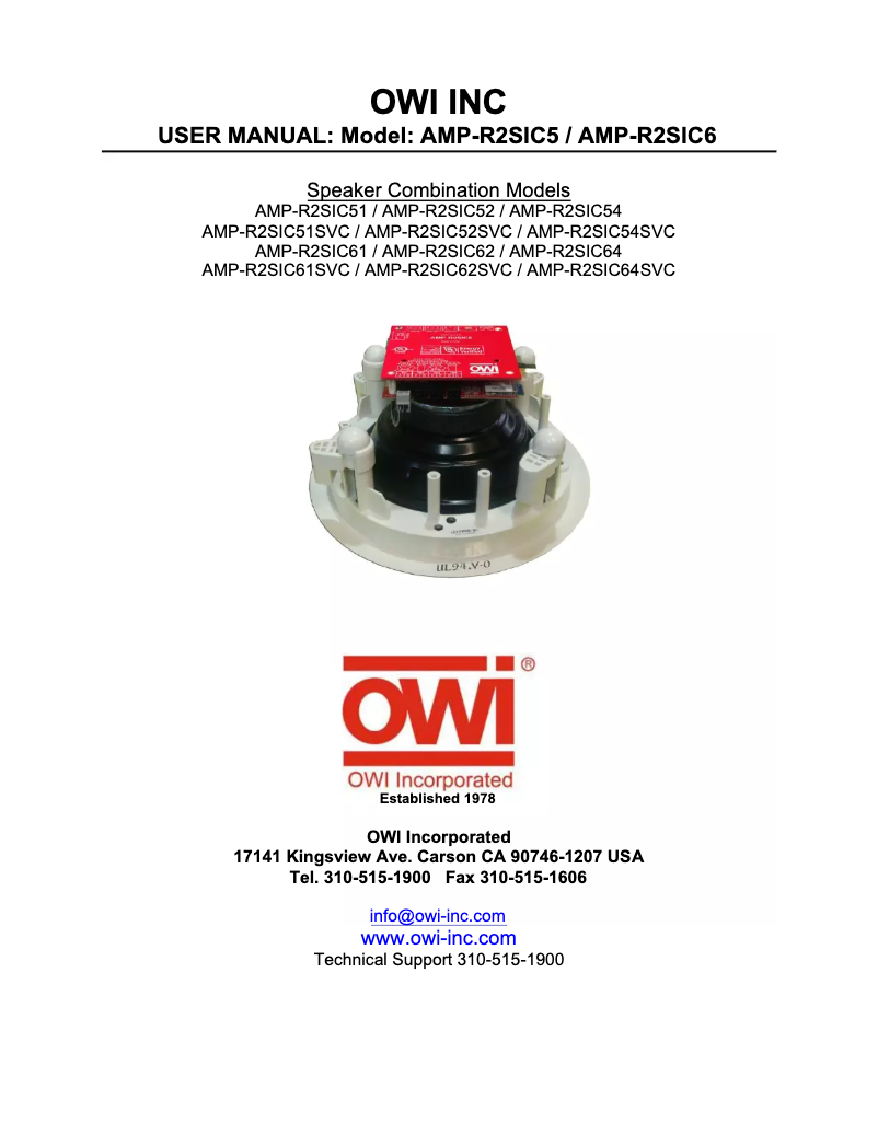 Page n°1 - Manuel utilisateur OWI AMP-R2SIC52