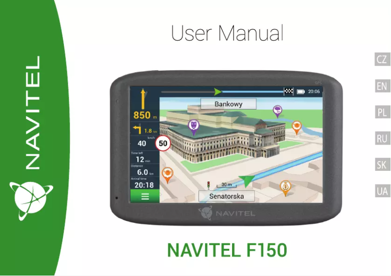 Page 1 de la notice Manuel utilisateur Navitel F150