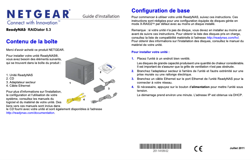 Image de la première page du manuel de l'appareil ReadyNAS RD4410v2