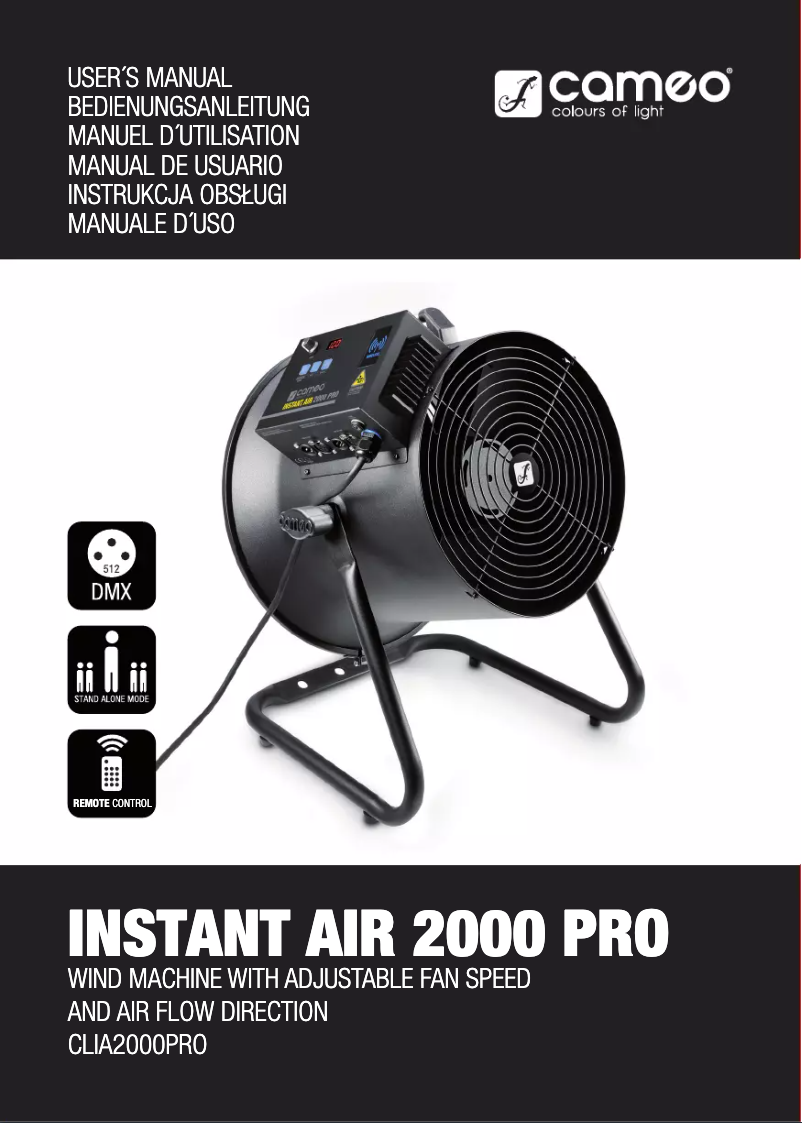 Page n°1 - Manuel utilisateur Cameo Instant Air 2000 Pro