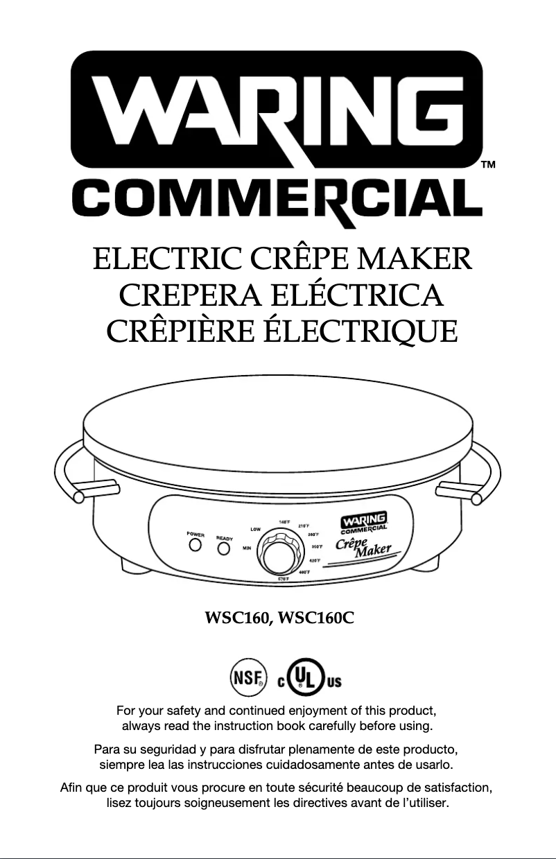 Page 1 de la notice Manuel utilisateur Waring Commercial WSC160