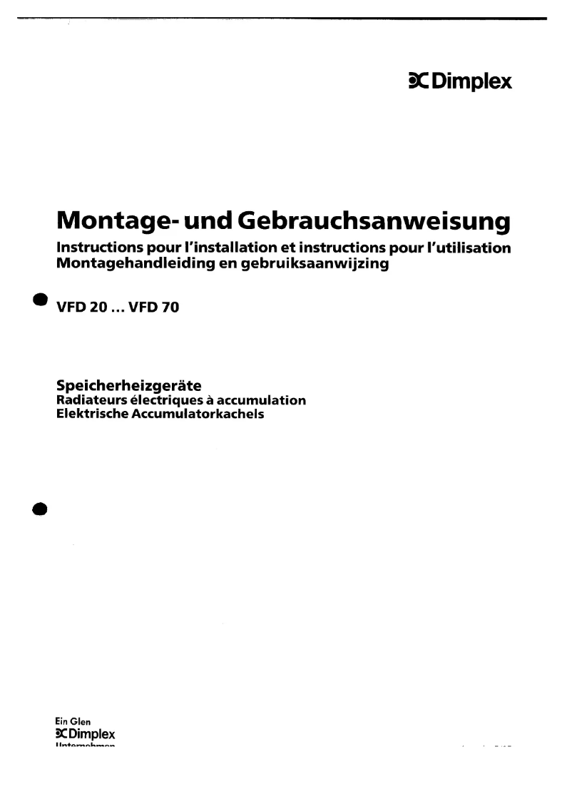Page 1 de la notice Manuel utilisateur Dimplex VFD70