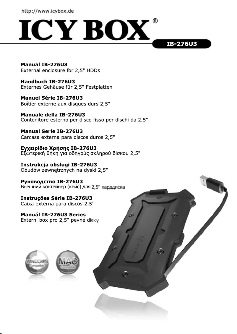 Page n°1 - Manuel utilisateur Icy Box IB-276U3