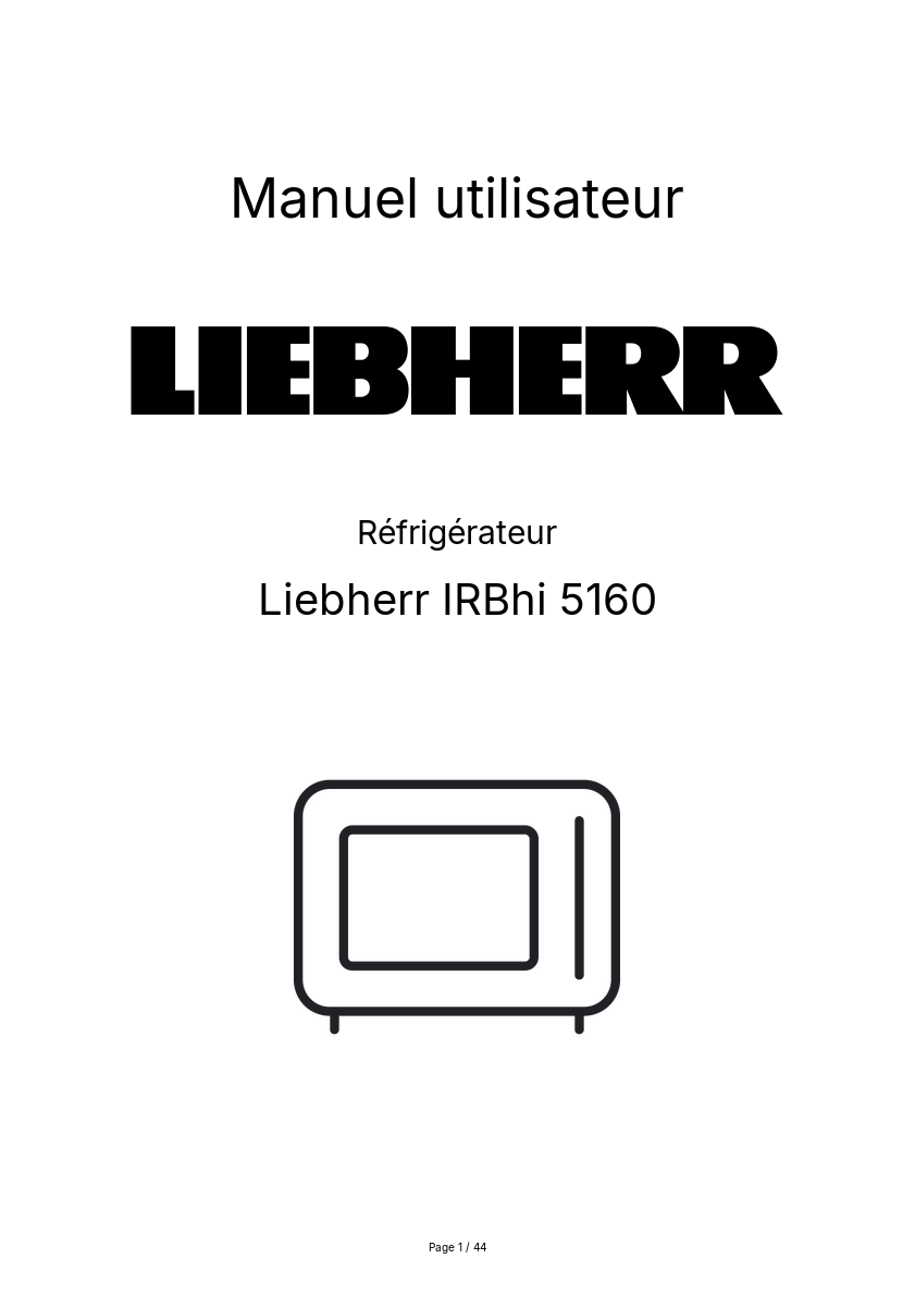 Page n°1 - Manuel utilisateur Liebherr IRBhi 5160