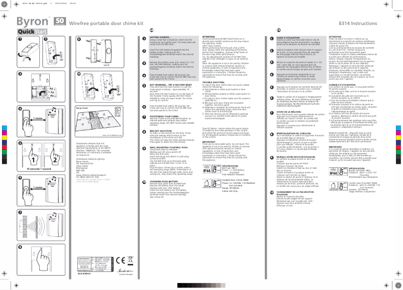Page 1 de la notice Manuel utilisateur Byron B314