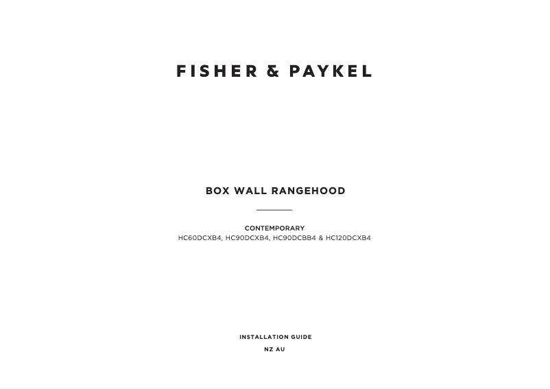 Page 1 de la notice Guide d'installation Fisher & Paykel HC90DCXB4