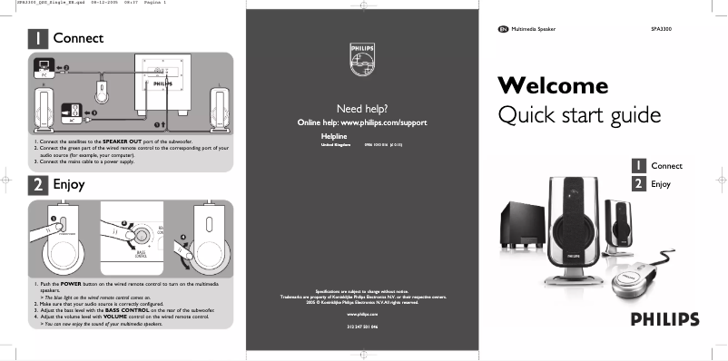 Page 1 of the manual Quick Start Guide Philips SPA3300
