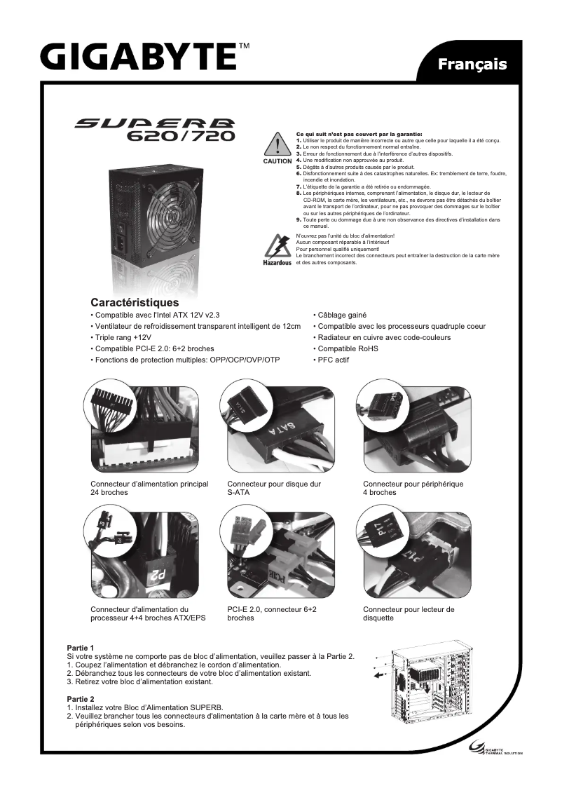 Page 1 de la notice Manuel utilisateur Gigabyte Superb 720