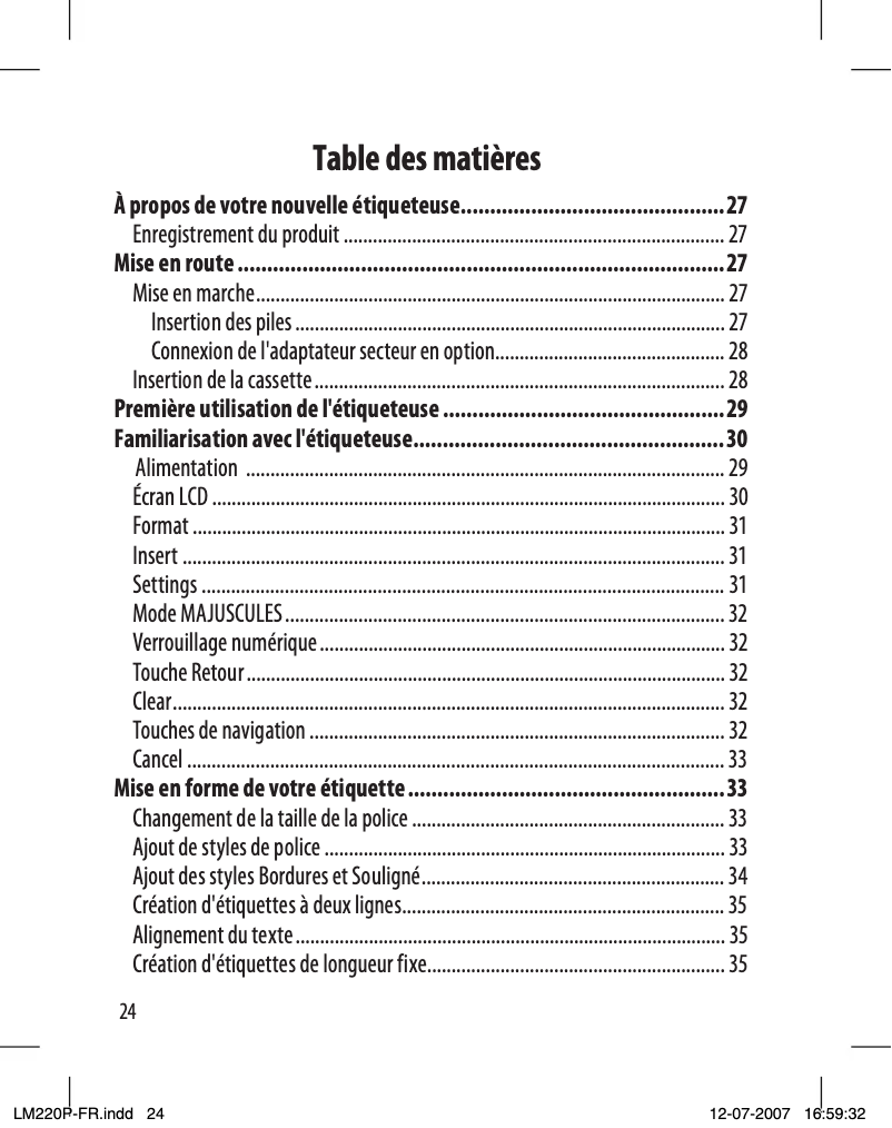 Page 1 de la notice Manuel utilisateur Dymo LabelManager 220P