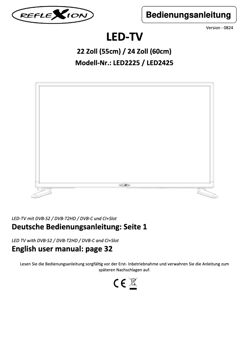 Page n°1 - Manuel utilisateur Reflexion LED2425