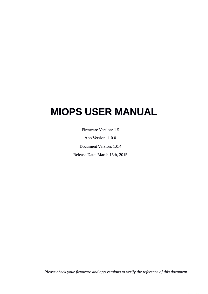 Image de la première page du manuel de l'appareil MIOPS