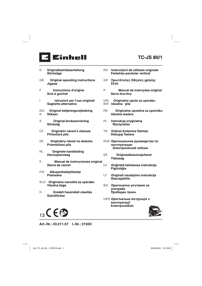 Image de la première page du manuel de l'appareil TC-JS 80/1