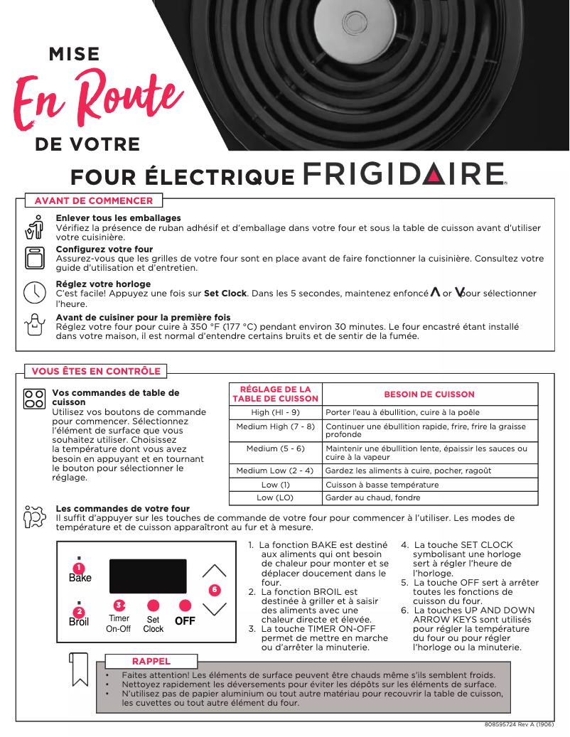 Image de la première page du manuel de l'appareil FCRC3012AW