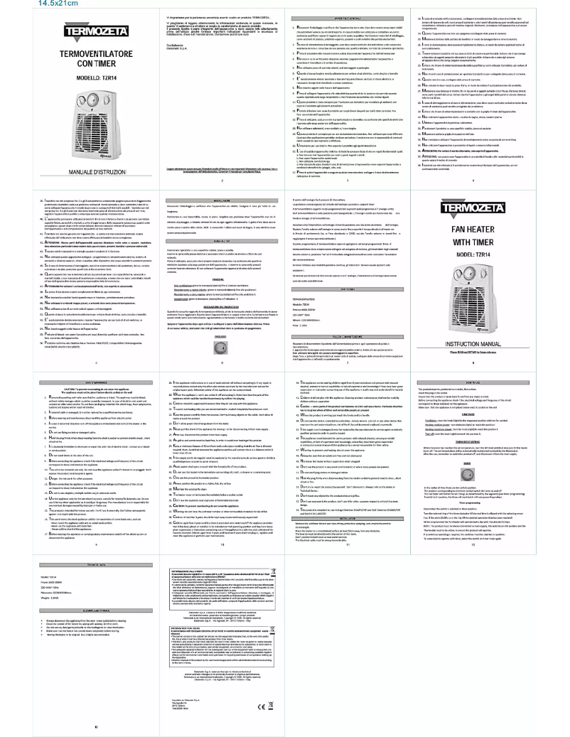 Image de la première page du manuel de l'appareil TZR14