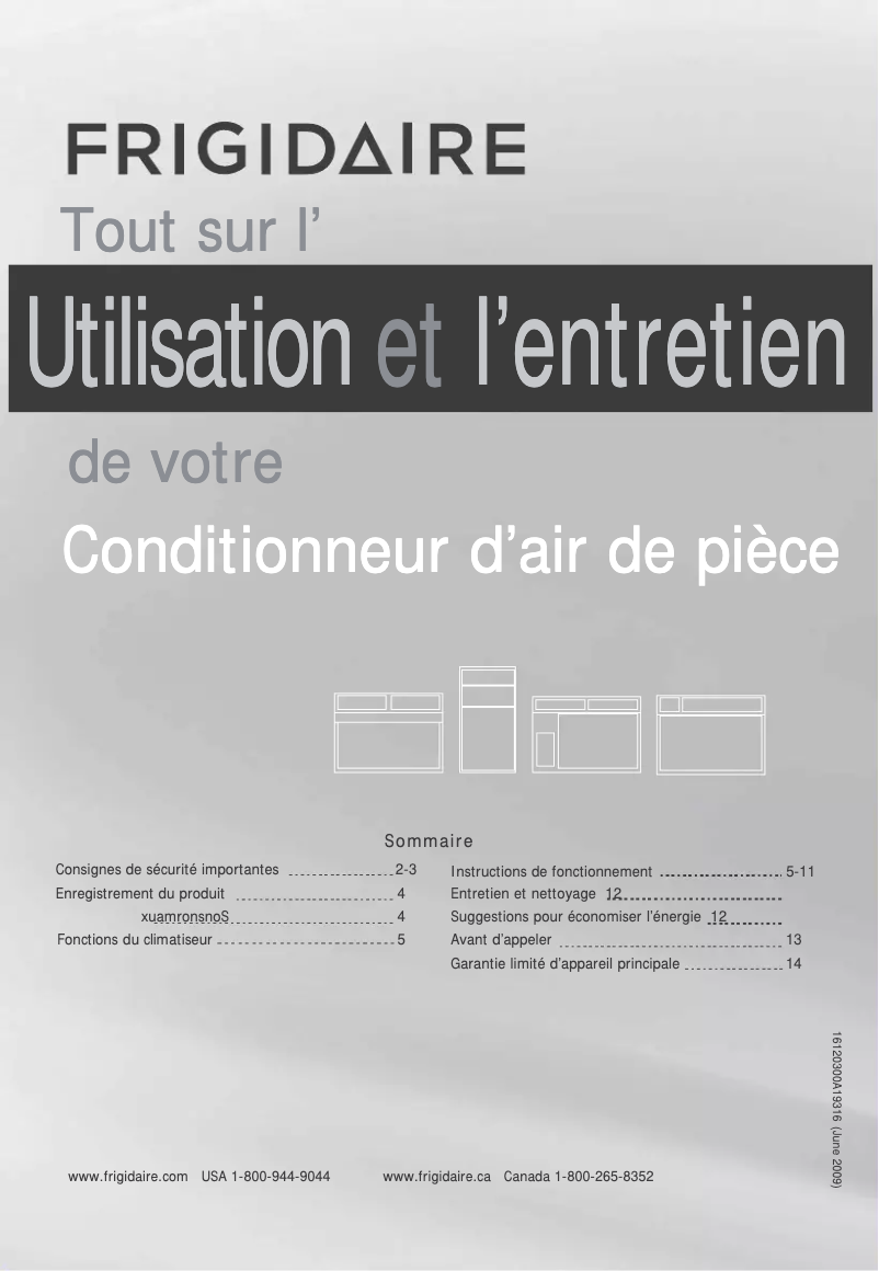 Page n°1 - Manuel utilisateur Frigidaire FFTA103WA1