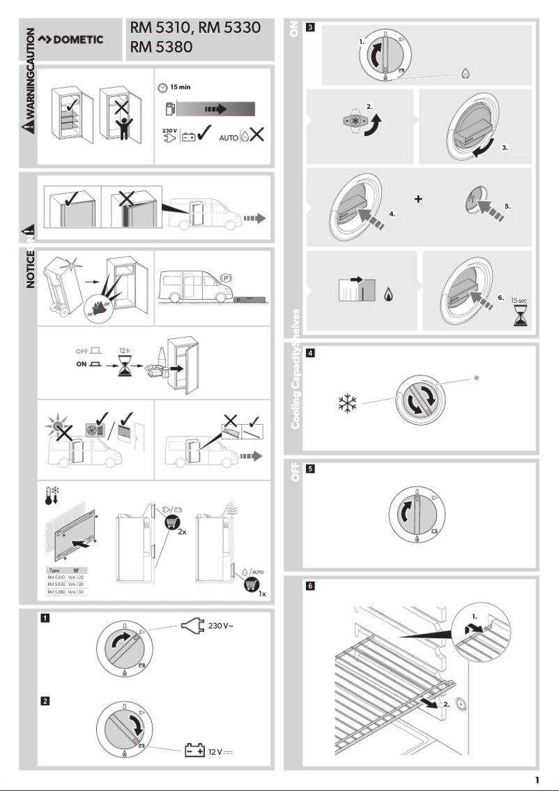 Page 1 de la notice Guide de démarrage rapide Dometic RM 5330