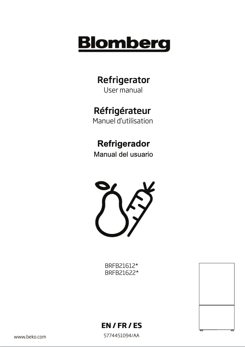 Page n°1 - Manuel utilisateur Blomberg BRFB21622SS