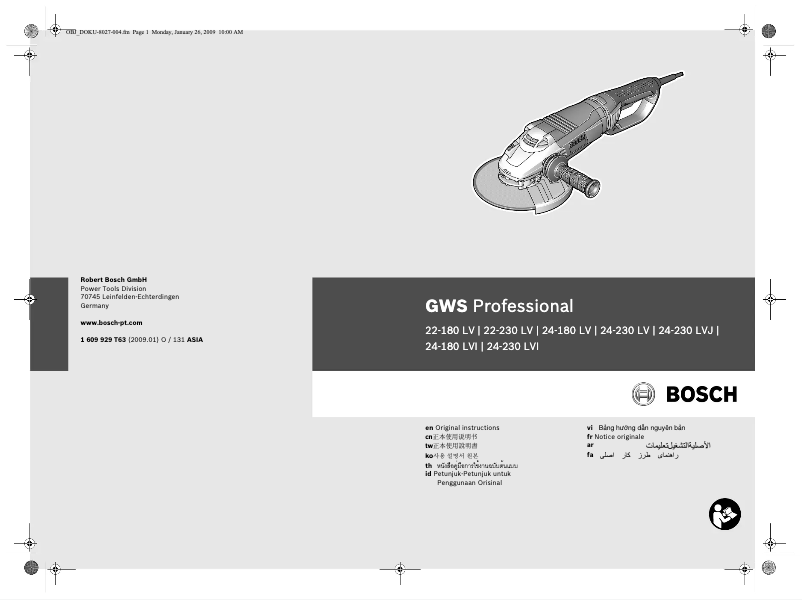 Image de la première page du manuel de l'appareil GWS 24-180 LVI