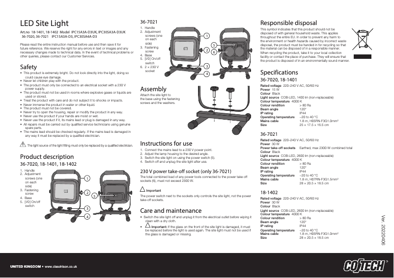 Page 1 de la notice Manuel utilisateur Cotech IPC15A3A-D3