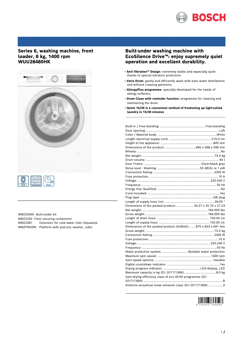 Imagen de la primera página del manual del dispositivo WUU28480HK