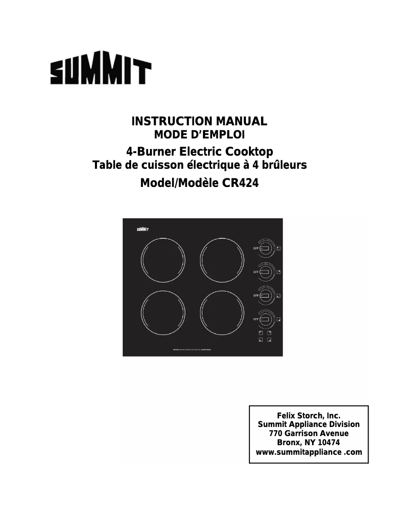 Page n°1 - Manuel utilisateur Summit CR424BL