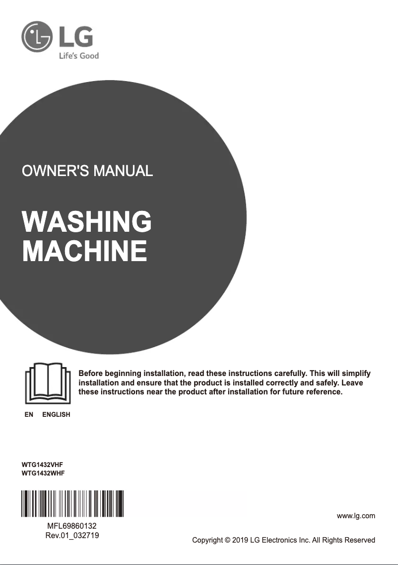 Page 1 de la notice Manuel utilisateur LG WTG1432WHF