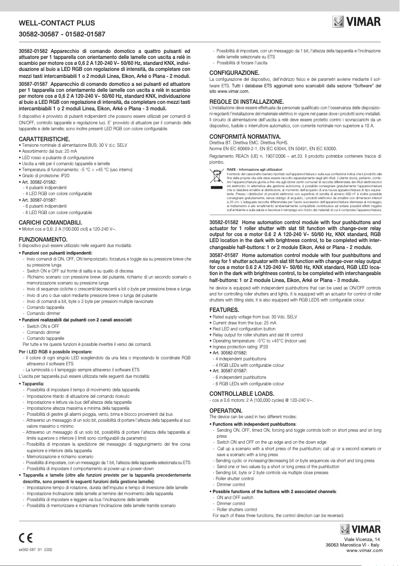 Page 1 de la notice Instructions / montage Vimar 30587