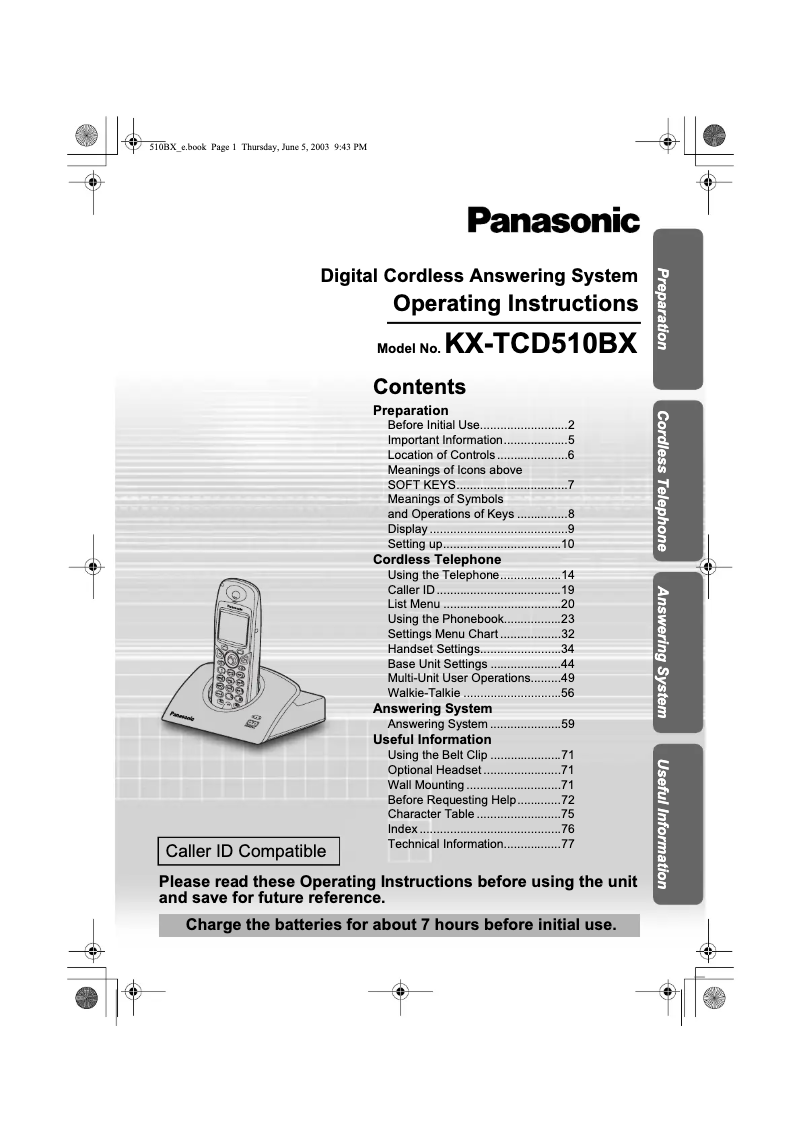 Page 1 de la notice Manuel utilisateur Panasonic KX-TCD510BXM