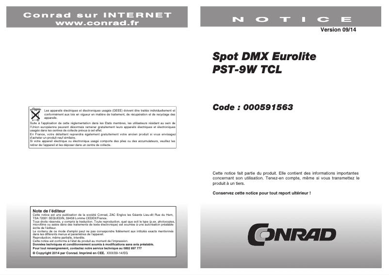 Page n°1 - Manuel utilisateur Eurolite PST-9W TCL
