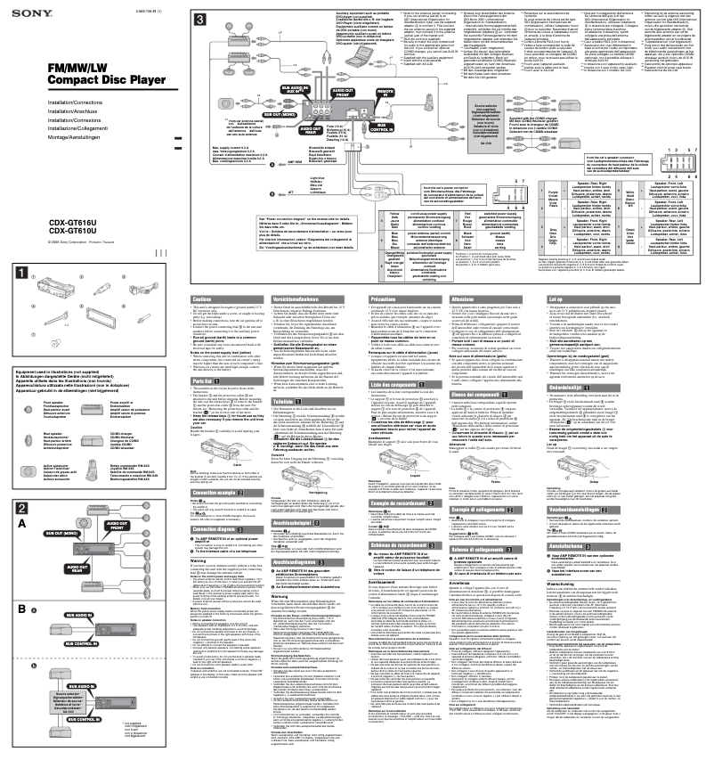 Page n°1 - Guide d'installation Sony CDX-GT610U