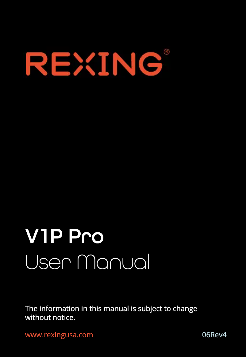 Page 1 de la notice Manuel utilisateur Rexing V1P Pro