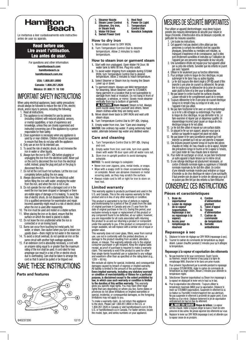 Image de la première page du manuel de l'appareil 14525