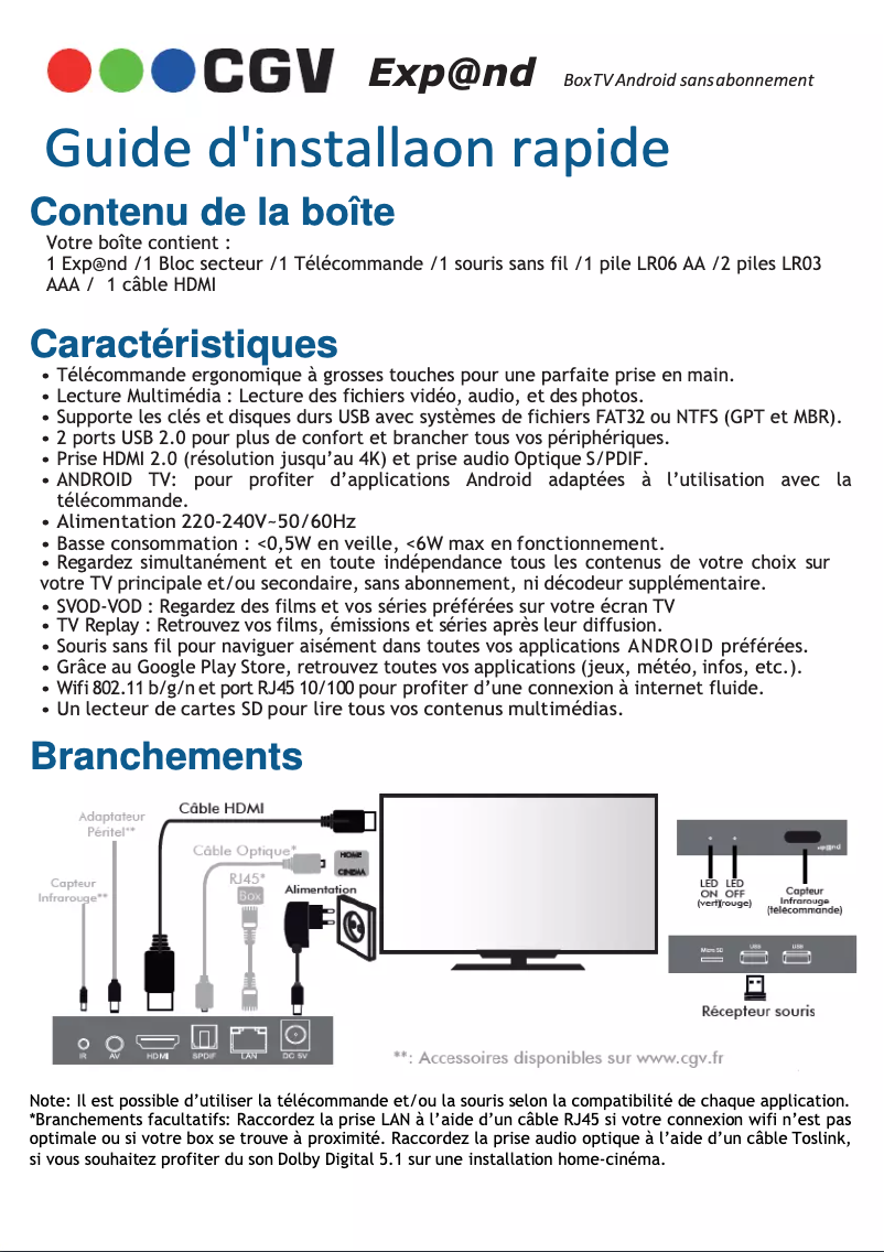 Page n°1 - Manuel utilisateur CGV Exp@nd